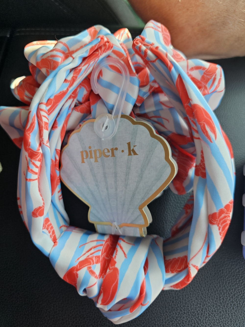 Piper Women's Red Lobster Print Headband with Matching Scrunchie